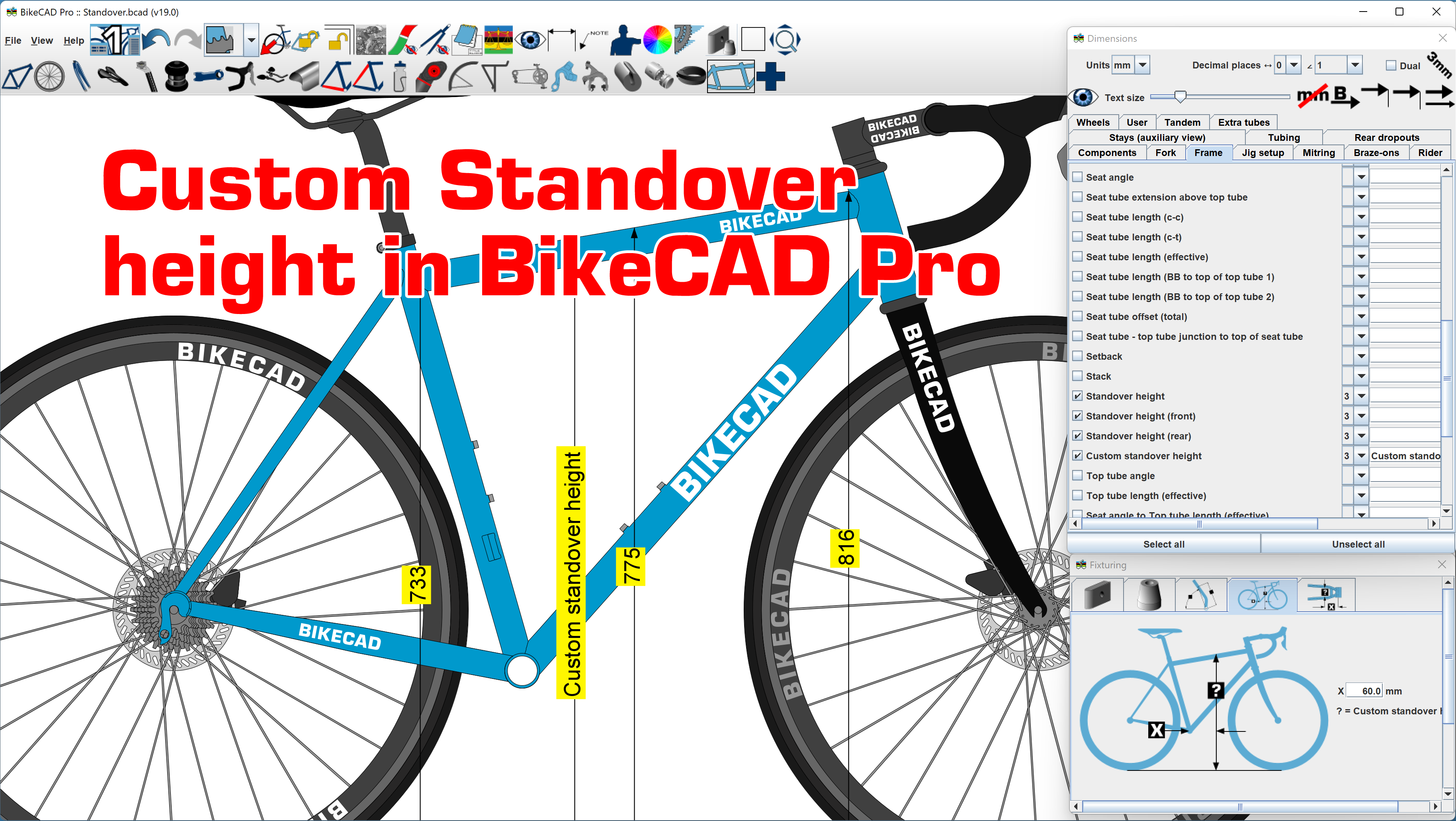 Standover height (Custom) www.bikecad.ca