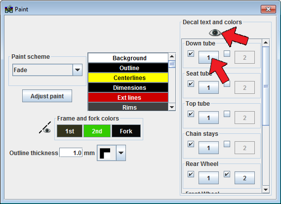 Paint dialog box