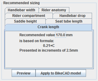 Recommended Sizing