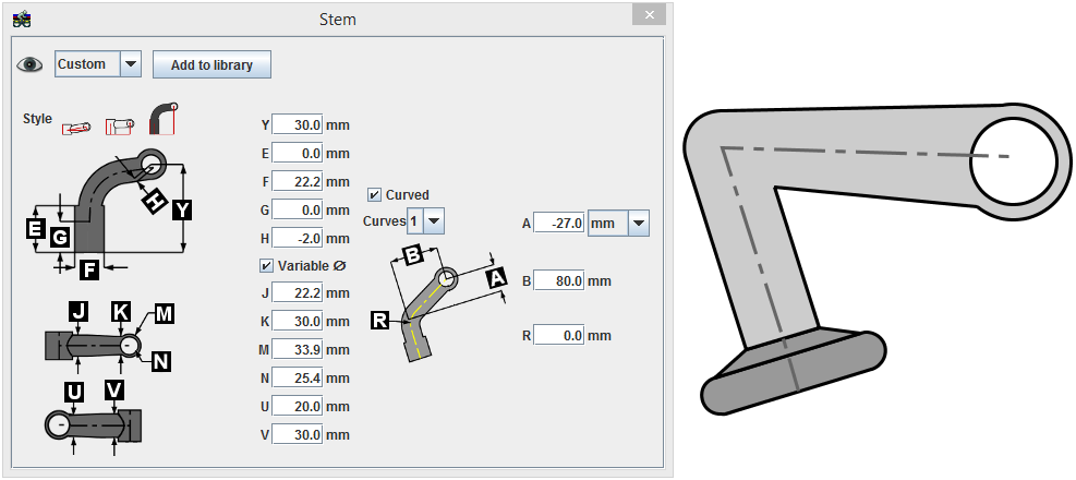 Third mode for defining a stem